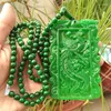 Hanger kettingen natuurlijke myanmar smaragdgroene jade draak hand gesneden hangers ketting merk mannen vrouwen echte sieraden jadeite