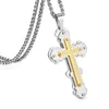 Pendant Necklaces Religious Orthodox Multi-Layer Cross Necklace Teen Boys Hip Hop Silver Color Stainless Steel Chain For Men Jewelry