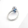 Bröllopsringar Yunkingdom Oval Zircon Crystal Ring Fashion Dark Blue For Women Costume Jewelry X0022