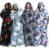 Altri abbigliamento inverno agnello caldo agnello con felpa con cappuccio da cappuccio da tasca per esterni da uomo uomo oversize peluche in pile di corallo sherpa coperta con cappuccio con maniche T221018