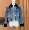 Damesjassen Prepomp 2022 Herfstaankomsten Lange mouw Turn Down Collar Gold Buttons Blue Denim Jacket Women Coat GG327