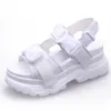 Sandały Miaoguan Summer Women Burek Black White Buty Platform