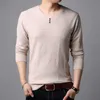 Suéteres masculinos Moda Sweater Casual em V ne Solid Color Knit