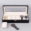 5/6/10/12 Grids PU Leather Watch Box Case Holder Organizer for Quartz Watches Jewelry Boxes Display With Buckle Gift 220428