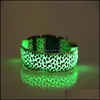 Dog Collars Leashes Nylon Leopard Pet Dog Collar Night Safety Led Recharge Collars Flat Fiber Training Necklace Supplies 50 P2 Dro Dhsd5
