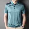 Polo da uomo 2022 Estate Mens Polo Camicie di alta qualità a maniche corte scozzese Jacquard Casual verde maschile Top semplice uomo sottile Tees 3XL