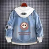 Sweats à capuche pour hommes Janpanese Anime Cosplay Hoddies Veste en jean bleu clair Streetwear Hip Hop Vestes en jean à capuche Outwear Manteau Garçons Filles