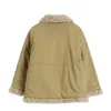 Trench da donna 2022 Cappotto da donna in cotone vintage Inverno Casual Addensare Giacche larghe Caldo Giacca lunga con collo in pelliccia di lana imbottita