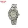 ساعة Wristwatches Contena Luxury Bracelet Watch Wathes Watches Rhinestone Fashion Rose Gold Women's Clock Relogio Feminino