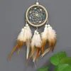 Feather Dream Catcher Dekorativa föremål Handgjorda väggar hängande vindklockor Creative Hollow Home Car Ornament Craft Decoration Gifts 1223404