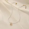 Colares pendentes Retro y2k colar de pérola âncora estrela de moeda simples luz de luxo de luxo outono e jóias femininas de inverno