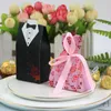 Gift Wrap 50/100pcs Bride And Groom Candy Box Favor Gifts DIY Chocolate Paper Bag With Ribbon Souvenirs Party Wedding Decoration