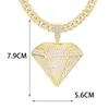 Naszyjniki wiszące 2022 lodowe Diamenty Bling Diamonds Naszyjnik ze złotym 13 mm Cuban Link Rhinestone for Men Biżuter