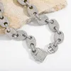 Nouveau à la mode plaqué or Bling CZ 18mm 18/22 pouces CZ pierre café chaîne cubaine collier Bracelet pour hommes femmes bijoux
