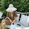 Wide Brim Hats Style Straw Hat Female Summer Flower Lace Beach Holiday Shade With Adjustable Soft Elegant