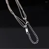 Pendant Necklaces Charms Stainless Steel Bead Chain Star Moon Heart Multilayer Womans Necklace Gold Color 3 Layers Girl Choker