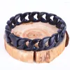 Länkarmband TGSL00131 Fashion Black Plated Curb Cuban Armband Chain rostfritt stål Herrpunk coola smycken 15mm 8.66 ''