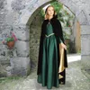 Avvolge Mantello di velluto nero con cappuccio con fodera Cappotto Mantelle Veste Wicca Giacche Natale Ognissanti Accessori Bolero