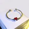 Red Love Heart Charm Braça de pulseira aberta conjunto com caixa original para Pandora autêntica jóias de designer de casamento de prata esterlina para mulheres amuletos de garotas Bracelets