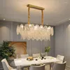 Ljuskronor kreativa glasblad ljuskrona för vardagsrum sovrum modern lyx rund taklampa fransk kök loft inomhusbelysning