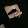 Кластерные кольца панк мутации жидкость бабочка для женщин серебряный цвет серебряный цвет крутой хип -хоп металл пара открытые кольцо модные украшения