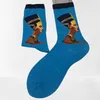 Men's Socks Autumn And Winter Men's Women's Cotton Color Fashion Frend Style Personalized Art Oil Painting Retro Middle Tube