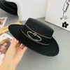 Chapeau haut de forme en laine de styliste, lettres jacquard, en laine française, à large avant-toit, nouveaux chapeaux de protection solaire européens et américains