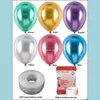 Dekoracja imprezy Dekoracja kolorów Balony 12 -calowe Chrome Metallic Hel na urodziny i łuk Wedding Baby Shower Christmas D Dhsep