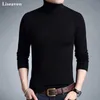 Herrtröjor Liseaven vinter varm tröja Turtlene märke S Slim Fit Pullover Knitwear Double Collar Pullovers G221018