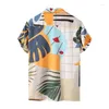 Men's Tracksuits Hawaiian Style Suit Men's Casual Loose Beachwear Leaf Print Short Sleeve Shirt Shorts Summer Two-Piece Set