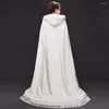 Wraps Femmes Chaud Fausse Fourrure Garniture Hiver Cape De Mariée Longue Cape De Mariage À Capuche Pour Noël Thermique Épaissir En Plein Air Lady Roulé Cape