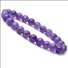 Beaded Natural Strands Gemstone Healing Crystal Round Beads Bracelets Agate Amethyst Watermelon Rose Quartz Morgan Stone Malachite T Dha61