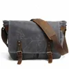 Bolsa masculina vintage de lazer, bolsa crossbody grossa de cera, bolsa de ombro de lona casual para meninos