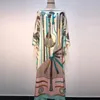 Vrijetijdsjurken Koeweit Mode Blogger beveelt bedrukte zijden kaftan maxi losse zomerstrand Boheemse lange jurk voor dames aan