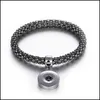 Bangle Adjustable Stretch Metal Corn Chain Charm Bangle Fit 18Mm Snap Buttons Jewelry Bracelet For Women Gold Sier Black Gift Drop D Dhkgq