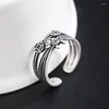 Chains S925 Sterling Thai Silver Simple Copper Money Ring Female Personality Creativity Immediately Rich Open Live Adjustable