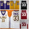 NCAA Basketball Jersey LSU Tigers 33 Shaquille ONeal Blue White Lower Merion High School 33 Bry Mens College Jerseys Stitched