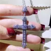 Pendant Necklaces Europe America Big Long Cross Necklace Tibetan Silver Cz Party For Women Men Anniversary Jewelry