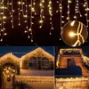 Strings Year Decoration House 5M 216leds Icicle String Lights Flashing Wave 0.5-0.7m Droops Festoon LED EU Plug Home Decor