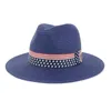 Wide Brim Hats 2022 Summer Paper Straw Sun Men Women British Style Jazz Fedora Beach Hat With US Flag Ribbon