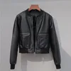 Femmes en cuir femmes fausse veste à manches longues Vintage motard court manteau à glissière moteur Pu argent noir rouge haute rue femme manteaux