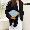 Akşam çantası yeni yaz kadın çanta Çin tarzı katlanır fan omuz kadın moda zinciri crossbody cüzdanı pu deri s bayanlar y220802