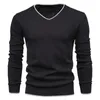 Herentruien 2022 Nieuwe 100% katoenen pullover V-NE #39S Sweater Solid Color Lange Mouw herfst Slim Casual Pull Cloing G221018