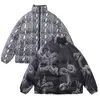 Men Winter Omkeerbare jas Parka Streetwear Bandana Paistey Print kleurblok dikke warme puffer jassen Harajuku Outdoor