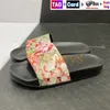 Designer slippers Rubber Slides Men Women Slipper with Box Dust Bag card womens Shoes black floral Strawberry print web Canvas gre5313580