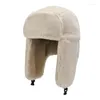 Berets 2022 Zimowe cykliki Hats Girl ciepłe uszu zagęszcza Pluszowa kapelusz z ucha dla mężczyzn kobiet Faux Furt Windproof Cap Bomber