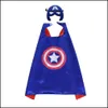 Traje Tema 70X70Cm Dupla Face Satin Cartoon Cosplay Costumes Atacado 30 Figuras Superhero Capes Masks Set Kids Halloween Chri Dhibr