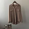 Blouses feminina Blusa de ombro de alta qualidade feminino 2022 Autumn Classic Fashion camisas elegantes Khaki Loose Slave Long Slave Tops