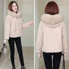 Kvinnors päls 2022 Autumn Winter Imitation Coat Women Jacka Högkvalitativ huva Löst SHORT Shearing Warm Outerwear Female Coats