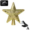 Kerstdecoraties Boom LED Projectie Licht Topperlichten 3D Ingebouwde decor Glitter Star Roteren Wit V0D3